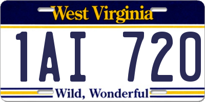 WV license plate 1AI720