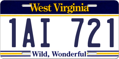 WV license plate 1AI721