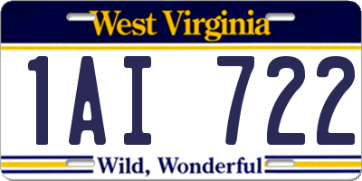 WV license plate 1AI722