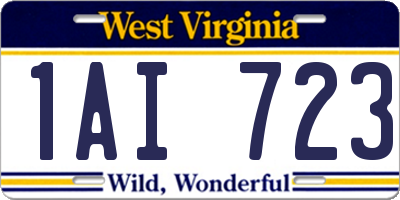 WV license plate 1AI723