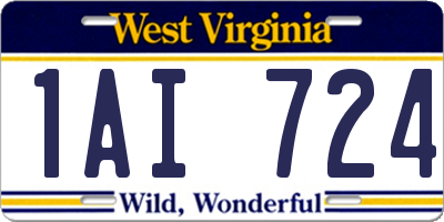 WV license plate 1AI724