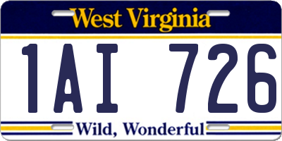 WV license plate 1AI726