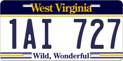 WV license plate 1AI727