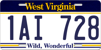 WV license plate 1AI728