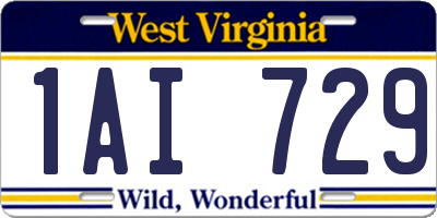 WV license plate 1AI729