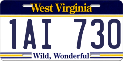 WV license plate 1AI730