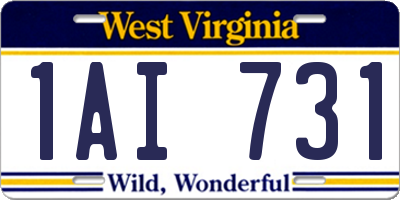 WV license plate 1AI731