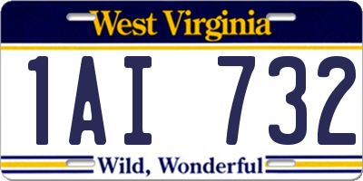 WV license plate 1AI732