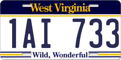 WV license plate 1AI733