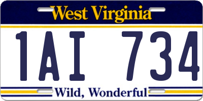 WV license plate 1AI734