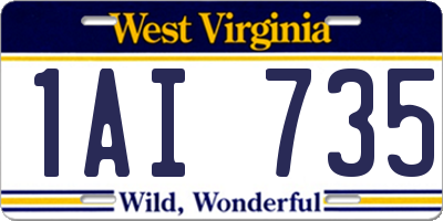 WV license plate 1AI735