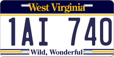 WV license plate 1AI740