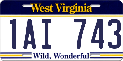 WV license plate 1AI743