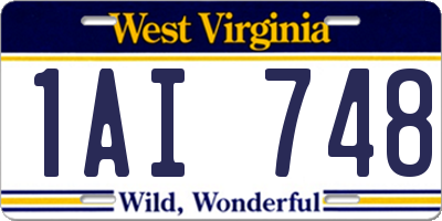 WV license plate 1AI748