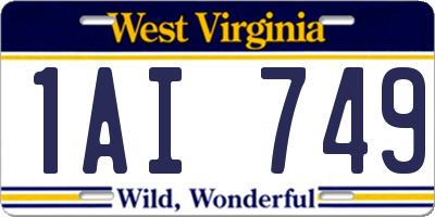 WV license plate 1AI749