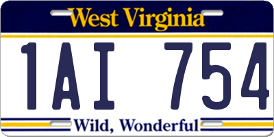 WV license plate 1AI754