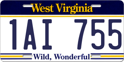 WV license plate 1AI755