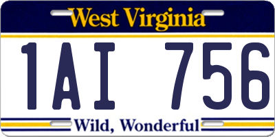 WV license plate 1AI756