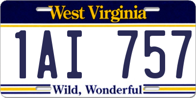 WV license plate 1AI757