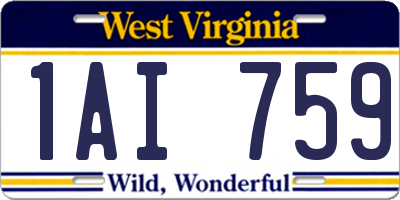 WV license plate 1AI759