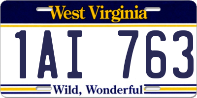 WV license plate 1AI763