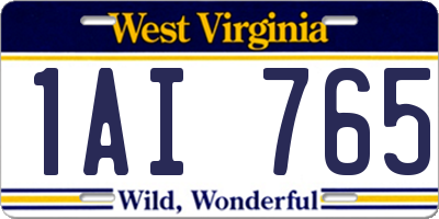 WV license plate 1AI765