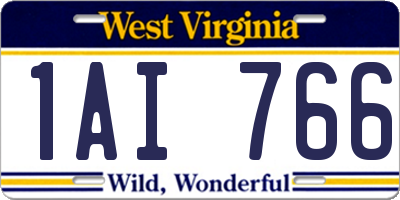 WV license plate 1AI766