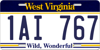 WV license plate 1AI767