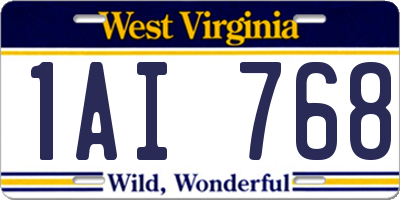 WV license plate 1AI768