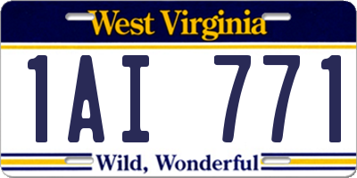 WV license plate 1AI771