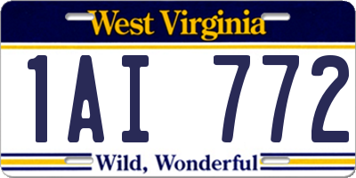 WV license plate 1AI772