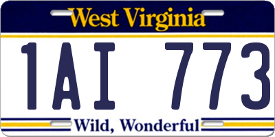 WV license plate 1AI773