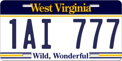 WV license plate 1AI777