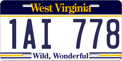 WV license plate 1AI778