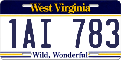 WV license plate 1AI783