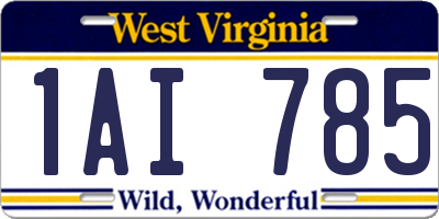 WV license plate 1AI785