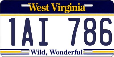 WV license plate 1AI786