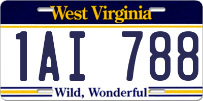 WV license plate 1AI788