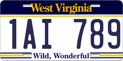 WV license plate 1AI789