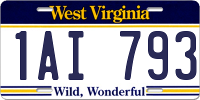 WV license plate 1AI793