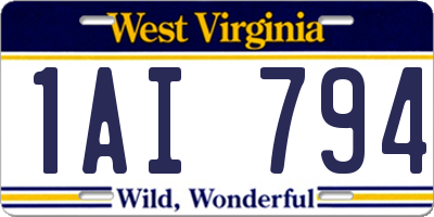WV license plate 1AI794