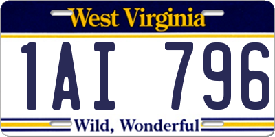 WV license plate 1AI796