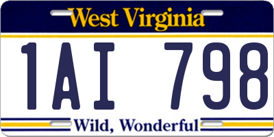 WV license plate 1AI798