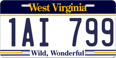 WV license plate 1AI799