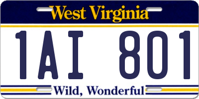 WV license plate 1AI801