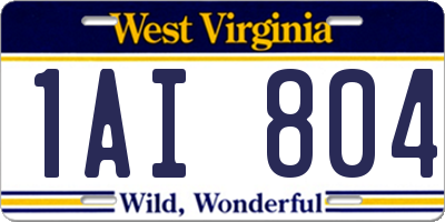 WV license plate 1AI804