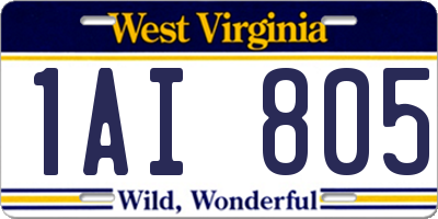 WV license plate 1AI805