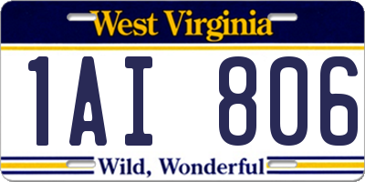 WV license plate 1AI806