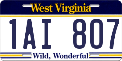 WV license plate 1AI807