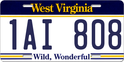 WV license plate 1AI808